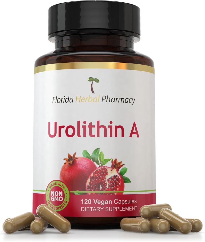 Florida Herbal Pharmacy, Urolithin A Extract Supplement Capsules (120 capsules) 500 mg per capsule, 1000 mg Serving