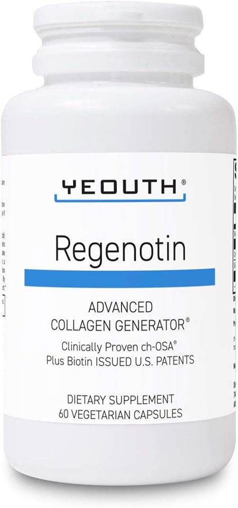 YEOUTH Regenotin Collagen Ondersteuning voor huid, nagels, haar, en gewrichten, Vegetarische Dieetsupplementen voor mannen en vrouwen, 60 capsules