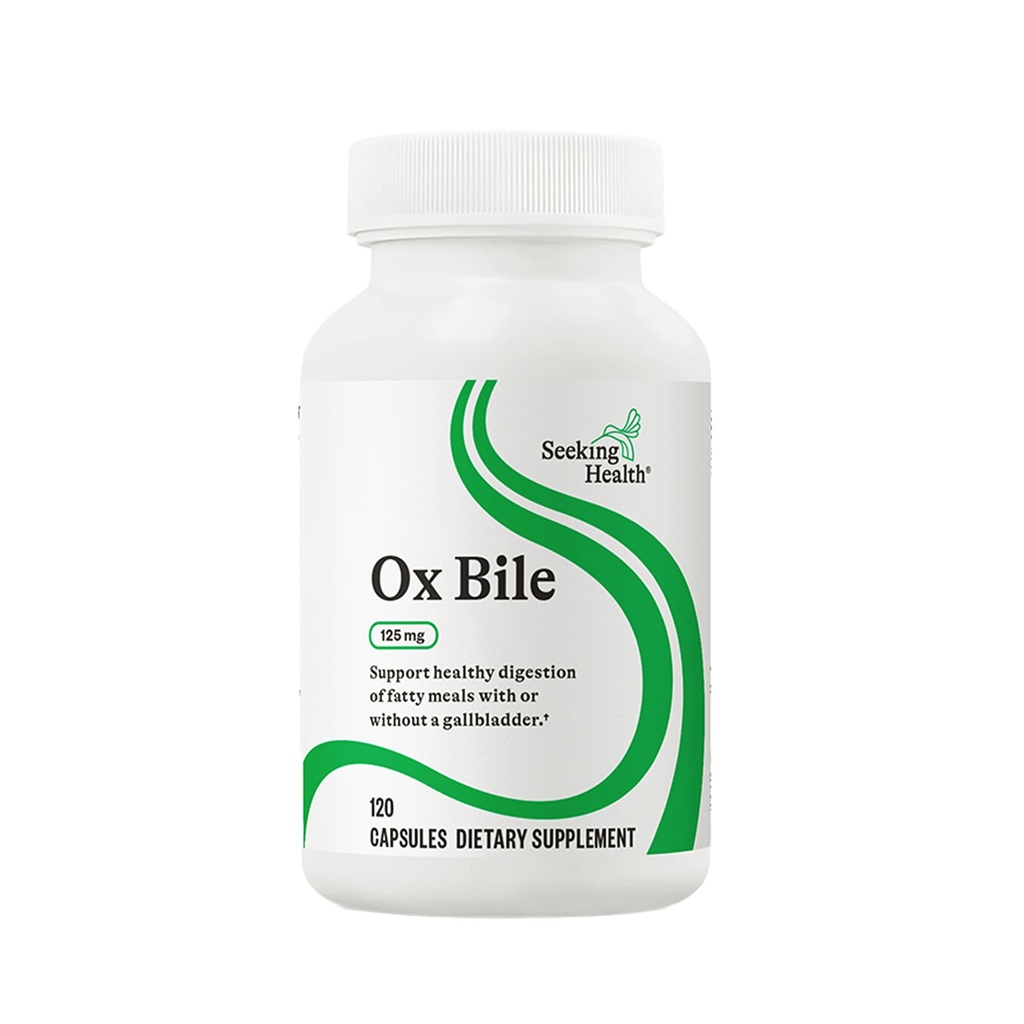 Seeking Health Ox Bile, 125 mg Digestief Enzyme Supplement, Gallblader Support, Histamine Intolerance Support, Capsules (120 capsules)