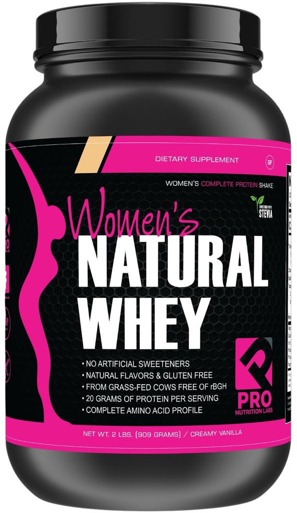 Wei Proteïnepoeder voor vrouwen Vanillepoeder - Low Carb Glutenvrij Grass-Fed rBGH-Free - Ondersteunt gewichtsverlies - Natuurlijke Stevia Gezoete Proteïne Shake, 20g (Creamy Vanilla, 2lb)