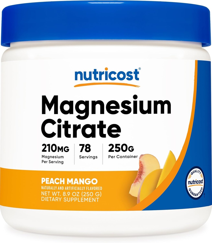 Nutricost Magnesiumcitraatpoeder (perzikmango, 250 gram)