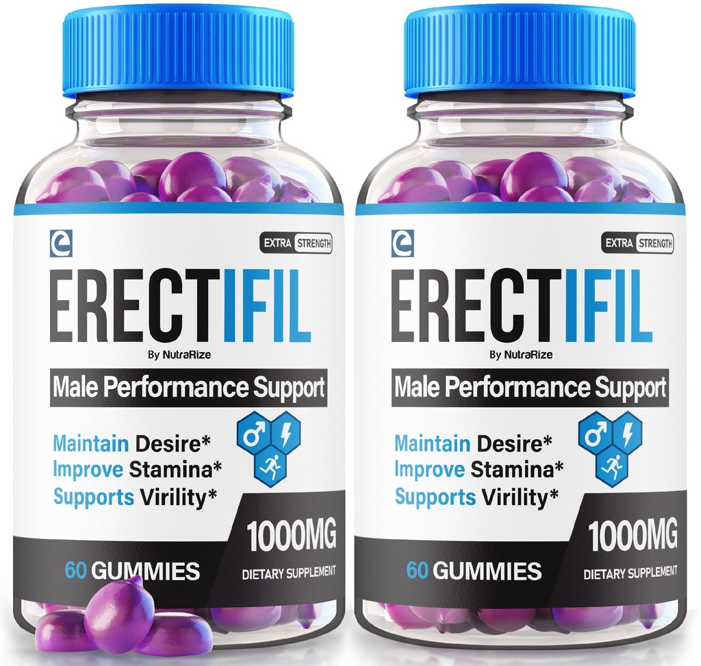 (2 Pack) Erectifil Gummies, Erectifil 1000 MG Gummies, All-Natural Formula Support for Men, Premium Male Supplement for Algehele Health and Peak Performance, Erec tifil Gomitas Reviews (120 Gummies)