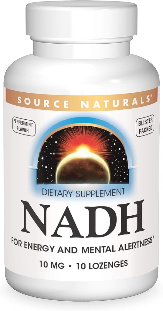 Bron Naturals NADH 10mg, Boost Energie en Geestelijke Alertheid - 10 Tablets