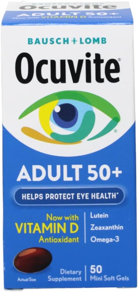 Ocuvite Adult 50+ Oogvitaminen en Minerale Supplementen met Luteïne, Zeaxanthine en Omega-3, 50 Tellen (pakket van 10)