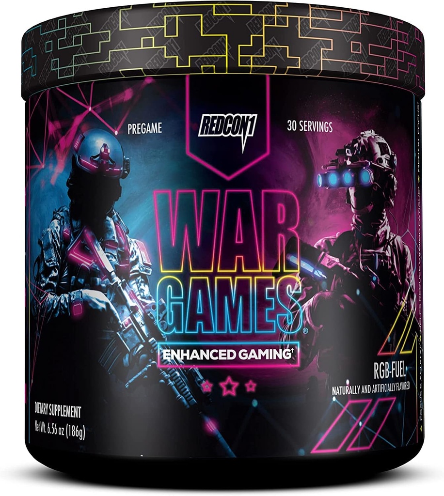 REDCON1 War Games, RGB-Fuel - Keto Friendly Focus Formula - Focus Supplement met Nootropics + Green Tea Extract - Low Cafeine Yerba Mate met TeaCrine & Dynamine (30 Servings)