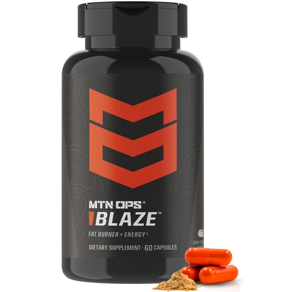 MTN OPS Blaze Fat Burner & Thermogene Metabolisme Booster voor gewichtsverlies, 210 mg Cafeïne per portie Cafeïnepillen voor energieboost, 30 porties