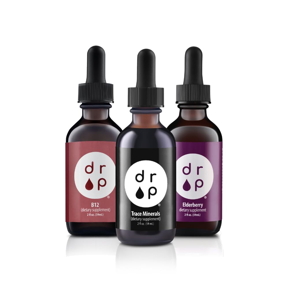 Drop supplementen Organische sporen minerale druppels, vlierbessen druppels en vitamine B12 druppels bundel