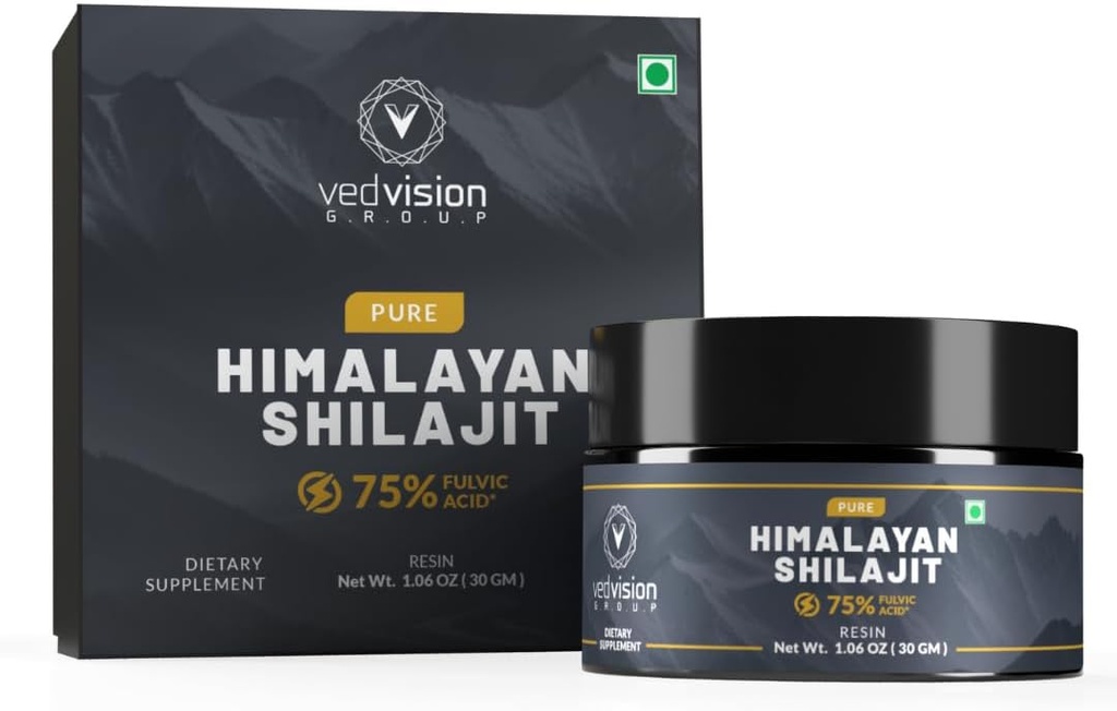 Pure Himalaya Shilajit Resin, 400 mg A graad hoge potentie met 75%+ Fulvinezuur & 85+ sporenmineralen, Pure Shilajit voor mannen en vrouwen - met Lab Test Report - 75 porties