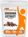 BulkSupplements.com Guarana Extract Powder - Natural Cafeïne Supplement, uit Guarana Seed, Guarana Powder - Glutenvrij, 800mg per portie, 250g (8.8 oz) (pakket van 1)