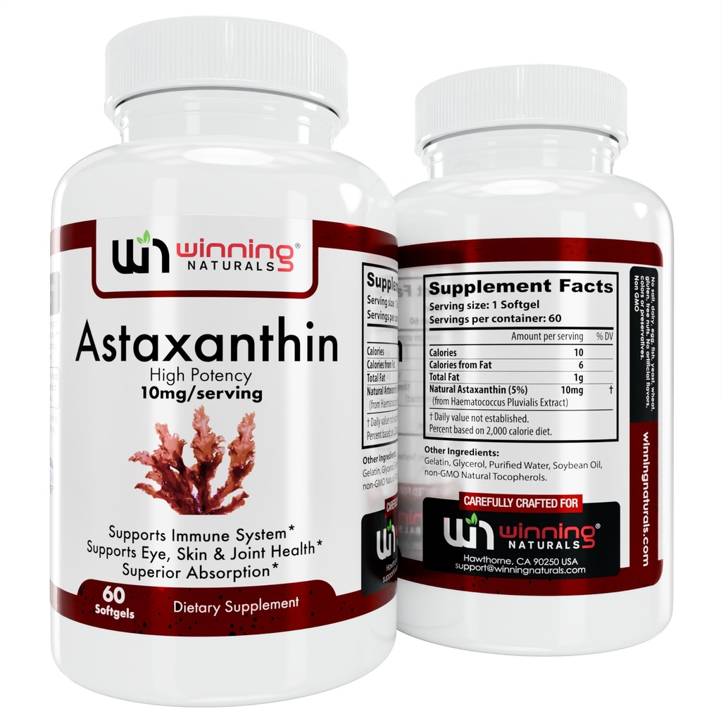 Astaxanthine 10 mg Softgels, 60 Telling (verpakking van 1)