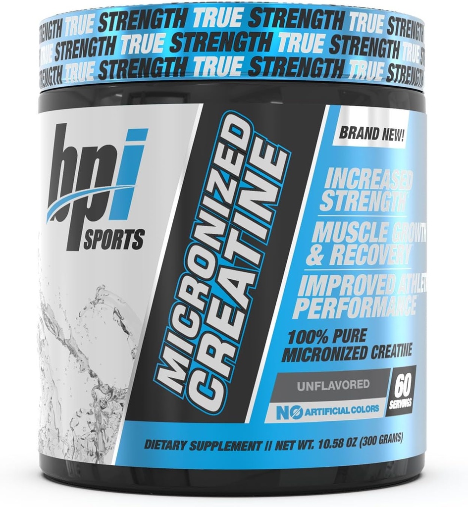BPI Sport Micronized Creatine - Verhoog de sterkte - Verminder de vermoeidheid - Lean Muscle Building - 100% Pure Creatine - Betere absorptie - Ondersteunt spiergroei - Ongearomatiseerd - 60 porties - 10,58 Ounce