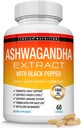 Biologische Ashwagandha wortel poeder pillen 1950 Mg met zwarte peper Extract - Pure natuurlijke Ashwagandha supplement, ondersteuning energie, voor mannen vrouwen, 60 capsules