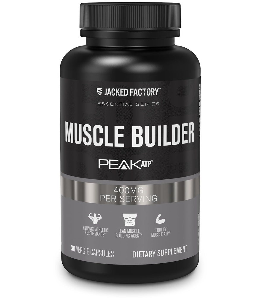 Ge Jacked Factory Essentials Muscle Builder - ATP Muscle Builder voor mannen met Peak ATP ter ondersteuning van spierwinst, verbetering van de atletische prestaties, & verhoging van de sterkte - 30 capsules