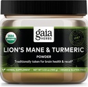 Gaia Kruiden Lion's Mane & Turmeric Powder - Herbal Mushroom Supplement Powder to Help Mainten Brain Health and recall - USDA Certified Organic-3,53 Oz (Up to 45-Day Supply)