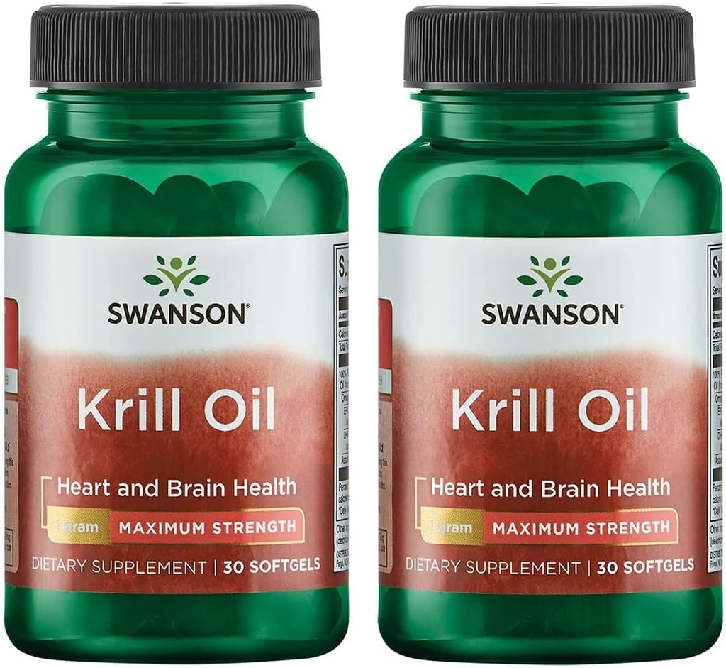 Swanson EFAs- Krill Oil - Maximale sterkte - 1 g, 30 Softgels (2 verpakkingen)