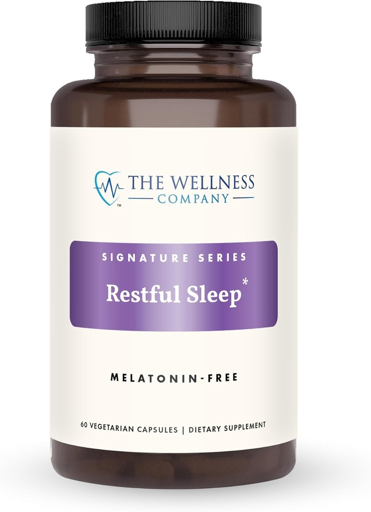 The Wellness Company Restful Sleep - Melatonin-Free, Deep Sleep, REM Support, Non-Habit Forming - Kava, Rafuma Leaf, Ashwagandha & Valerian Root | 60ct (1 Month Supply)