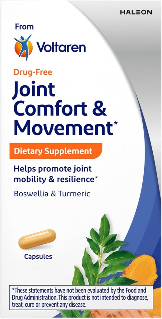 Voltaren Joint Comfort and Movement Dietary Supplement van Voltaren, met Boswellia en Turmeric voor gezamenlijke ondersteuning, beweging en flexibiliteit 30 Telfles