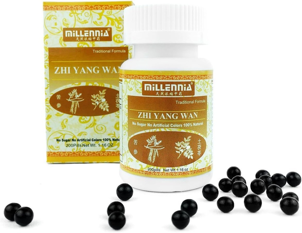 Millennia Herbal Supplement Pillen - Zhi Yang Wan - 12 Bottle Pack (200 Pillen / Bottle)