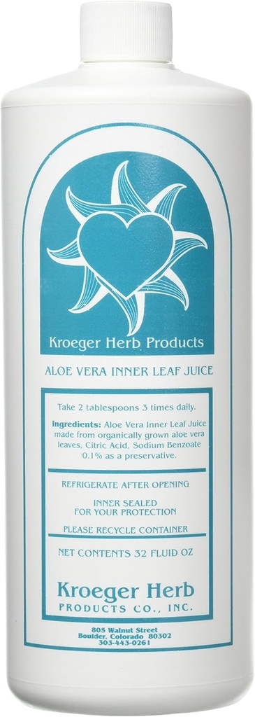 Kroeger Herb Aloë Vera Gel, Binnenblad, 32 Ounce