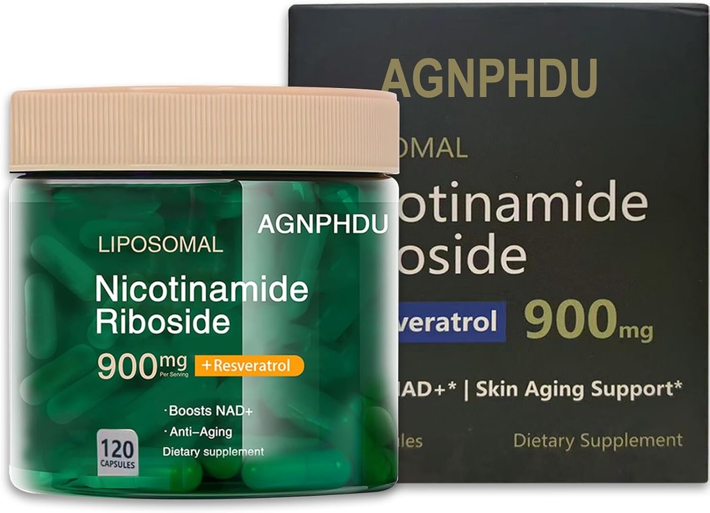 AGNPHDU- Liposomal Nicotinamide Riboside 120 Capsules, Resveratrol, quercetine - NAD Supplement voor anti-aging, energie, Focus 900mg Dieetsupplement