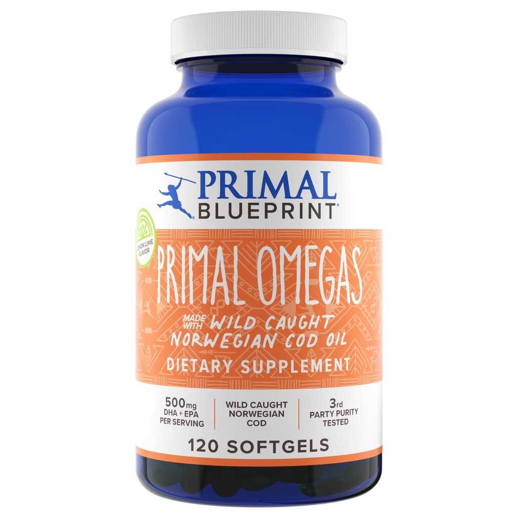 Primal Blueprint Primal Omegas, Omega-3 Fatty Acid Daily Supplement, 120 Tellen