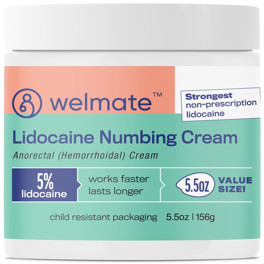 WELKE 5% Lidocaïne Aambeien Relief Cream, maximale sterkte Anorectal Cream, 5,5 oz
