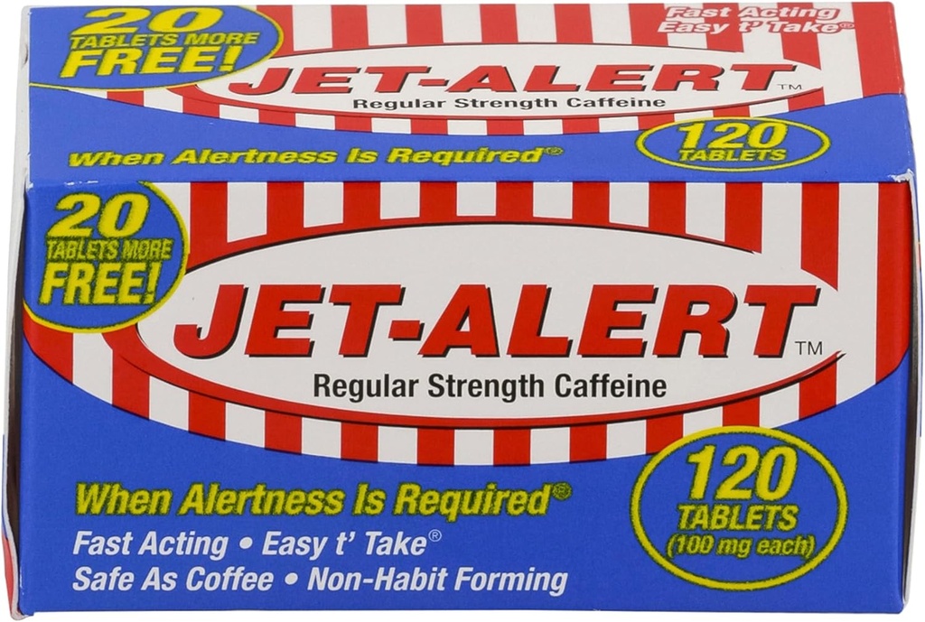 Jet-Alert 100 Mg Elke Cafeïne Tab 120 Telwaarde Packs (2)