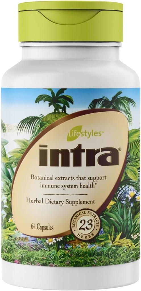 Intra Lifestyles Capsules - Herbal Supplement for Immune Support, Detox, Digestief & Cardiovasculair Gezondheid 23 Botanische ondoorbraken Made in Canada 64 Capsules (64 Capsules (Pack of 1))