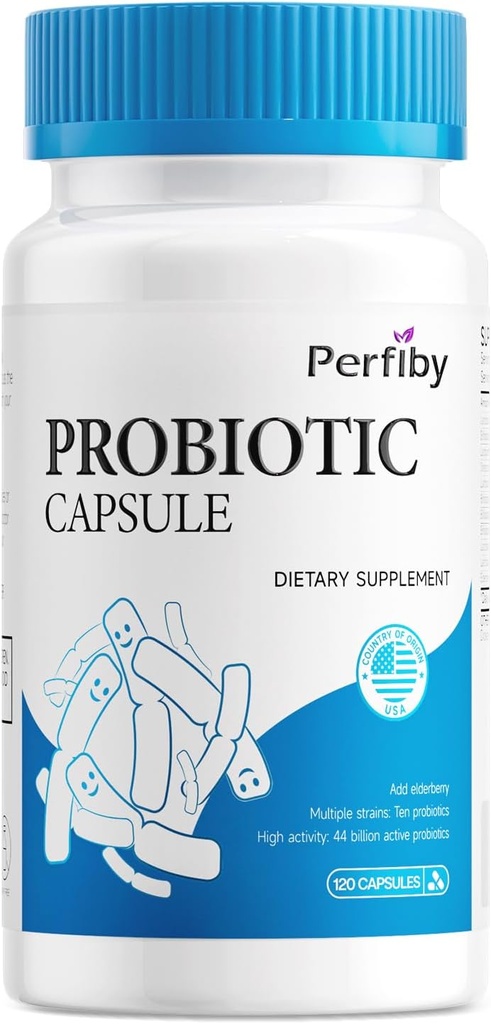 Probiotics with Elderberry for Digestive & Immune Health Supports Occasional Constipation, Diarrhea, Gas & Bloating, 120 Capsules, 60-Day Supply