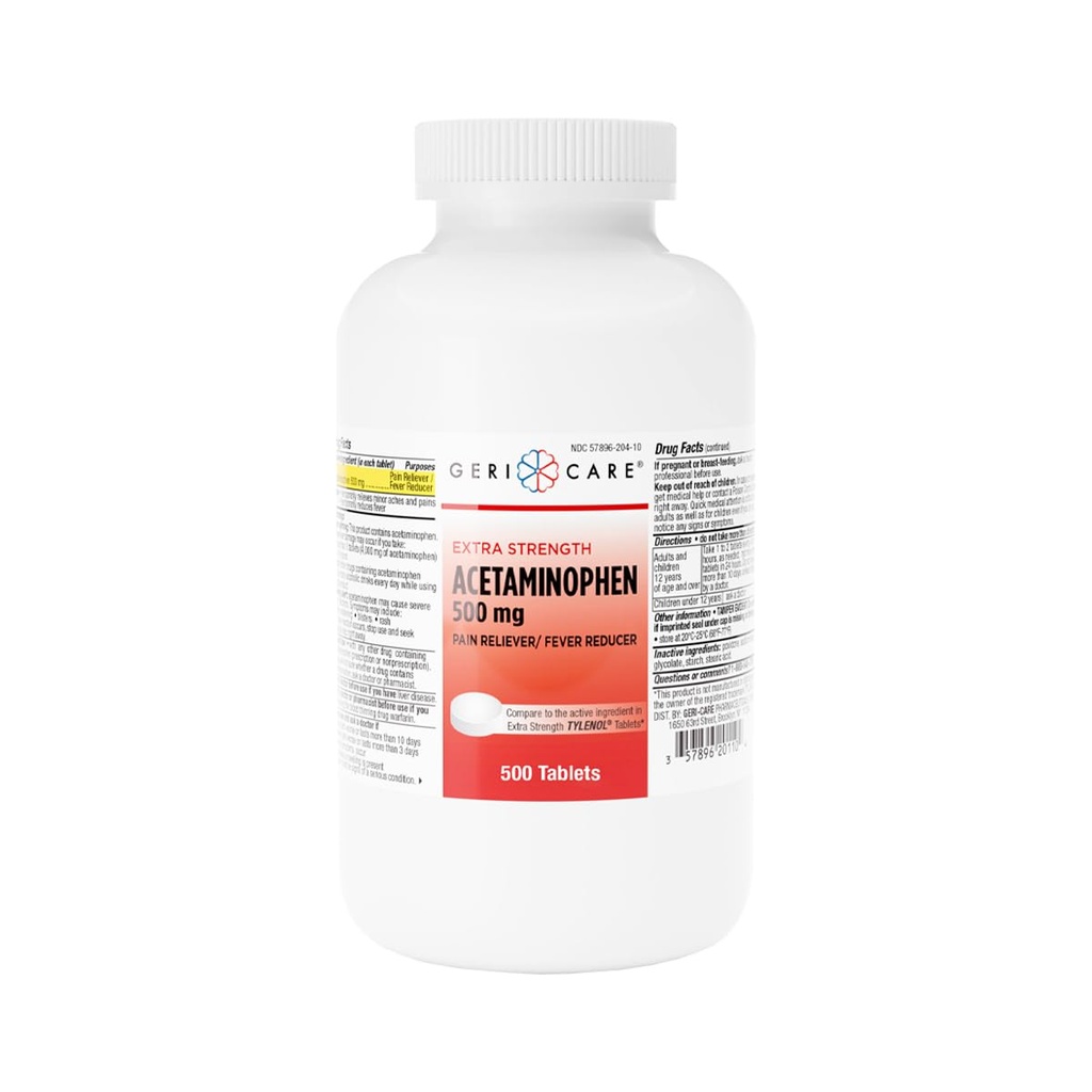 GeriCare Extra sterkte Acetaminophen pijn Relief Koorts Reducer Tabletten, Sterkte 500mg Tablet 