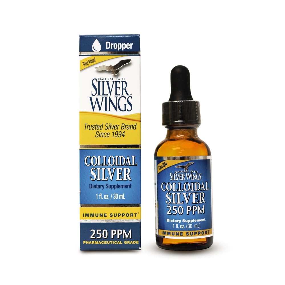 Natural Path Silver Wings Collective Silver Liquid - Enhanced Immune Support Supplement - 250ppm (1250mcg) - 1oz Dropper