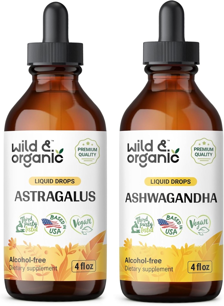 Wild & Organic Astragalus Tinctuur 4 fl oz & Ashwagandha Tinctuur 4 fl oz