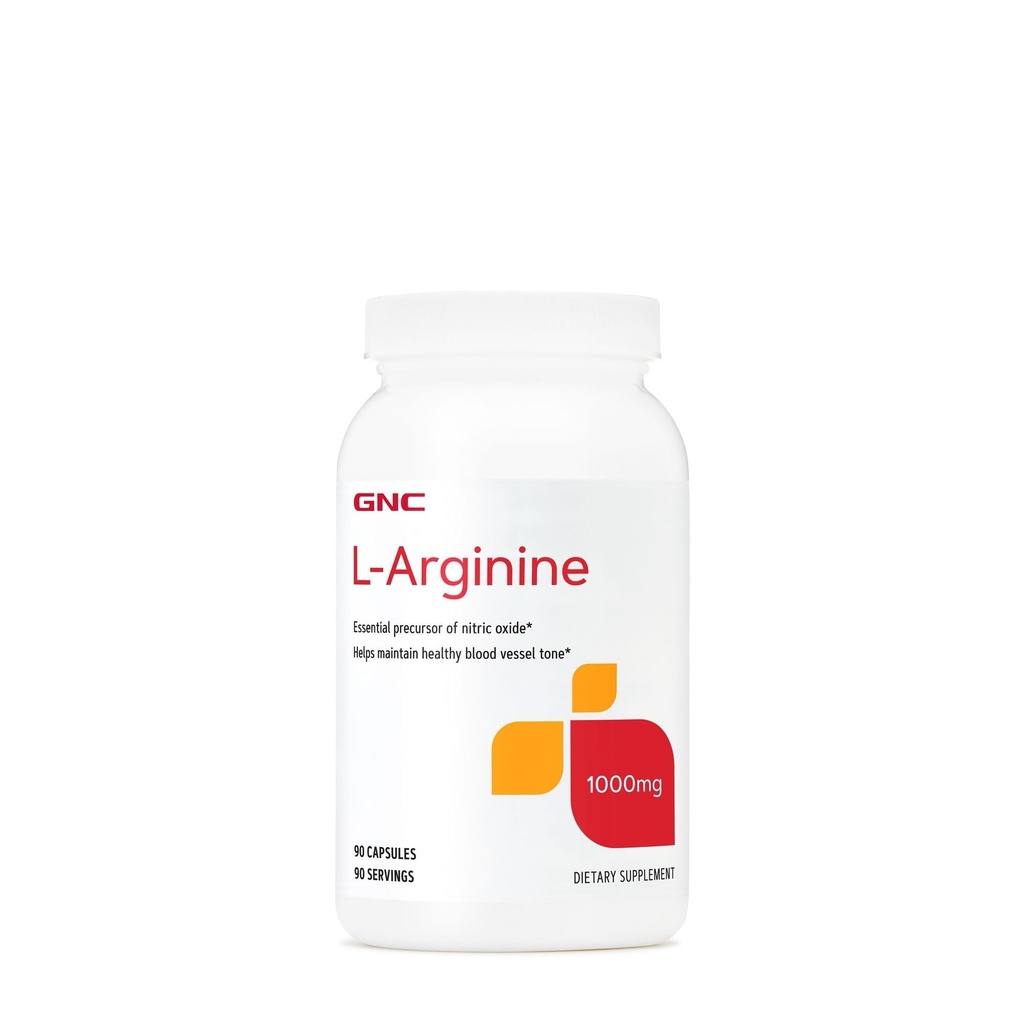 GNC L Arginine 1000mg Supplement, Ondersteunt gezonde Blood Vessel Tone, 90 porties