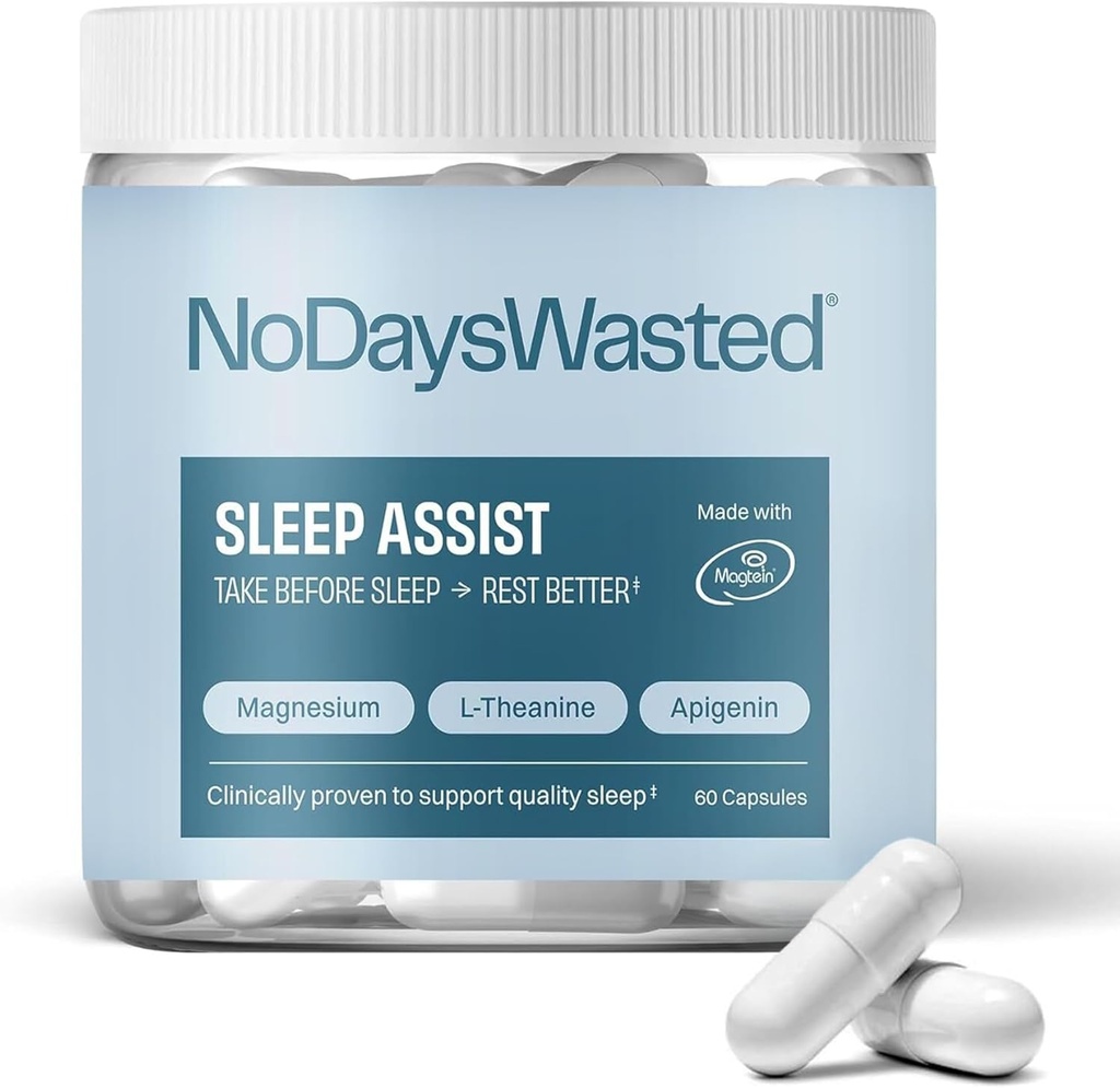 Magnesium Sleep Supplement - Magnesium Threonate, Chelated Magnesium's Bisglycinate, L-Theanine & Apigenin - Slaaphulp - Krachtige blend voor betere slaap en rustgevende nachten - 60 capsules