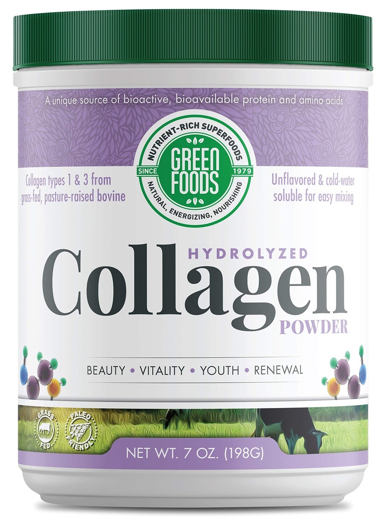 Green Foods Grass Fed Pasture Verhoogd Gehydrolyseerde Collageen Peptides Proteïne Poeder 7oz - 30 porties