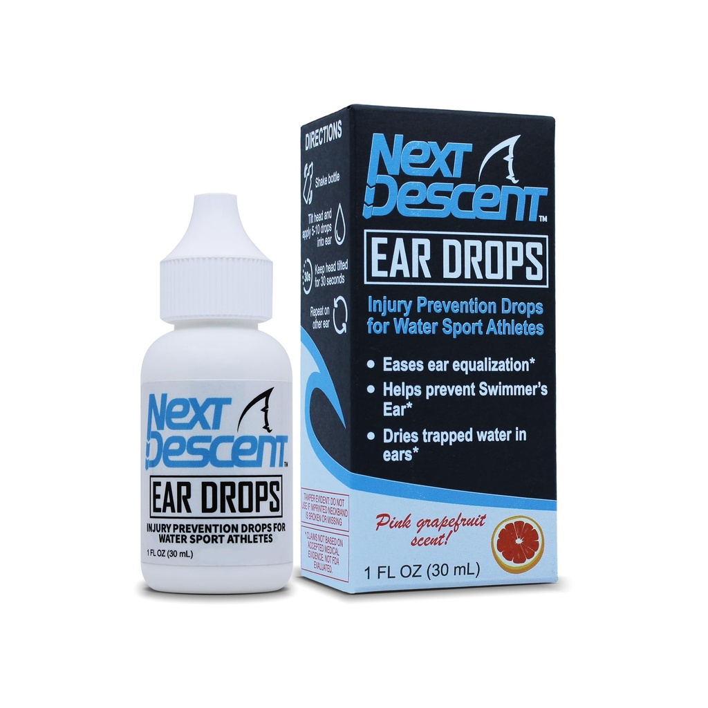 Swimmers Ear Drops for Pool & Ocean Swimming | Next Descent Prevention Drops for Waters Sports, Swimming, Diving and Snorkeling