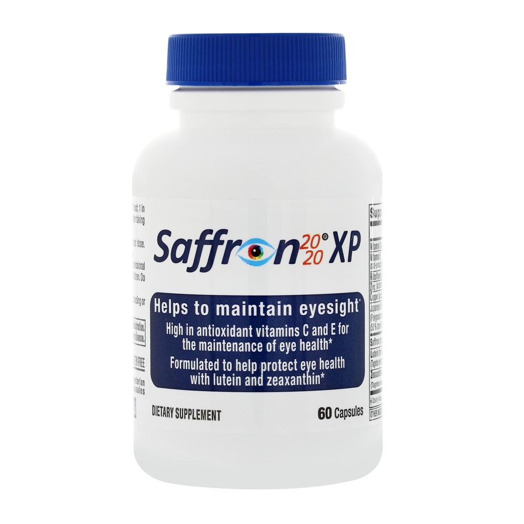 Saffron 2020-XP Supplement met Saffron, Resveratrol, Vitaminen en Mineralen, Zeaxanthine en Luteïne -60 Vegetarische Capsules