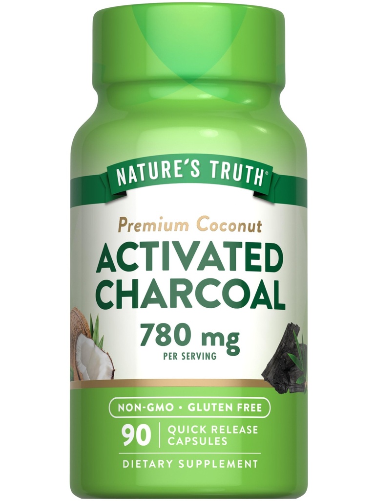 De waarheid van de natuur Geactiveerde Charcoal Capsules 90 Tellen Niet-GMO en Glutenvrij Supplement