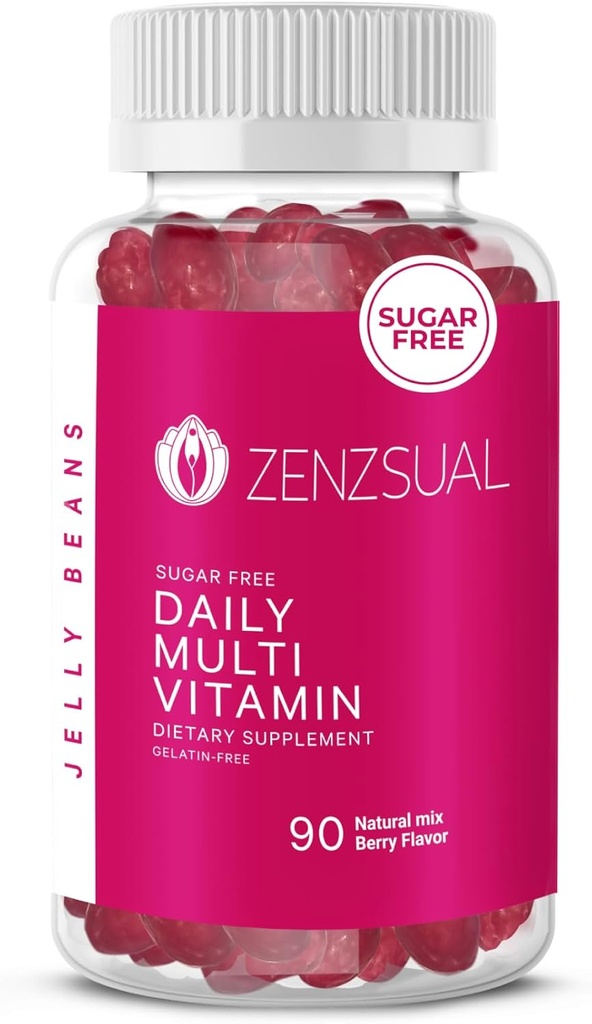 ZENZSUAL Daily Multivitamine Jellybeans - Kauwbaar, Sugar-Free, en Vegetarisch-Vriendelijk Dieet Supplement- Immune Support, Wellness Delight, Gelatine-Free (90 Natural Mix Berry-Flavored)