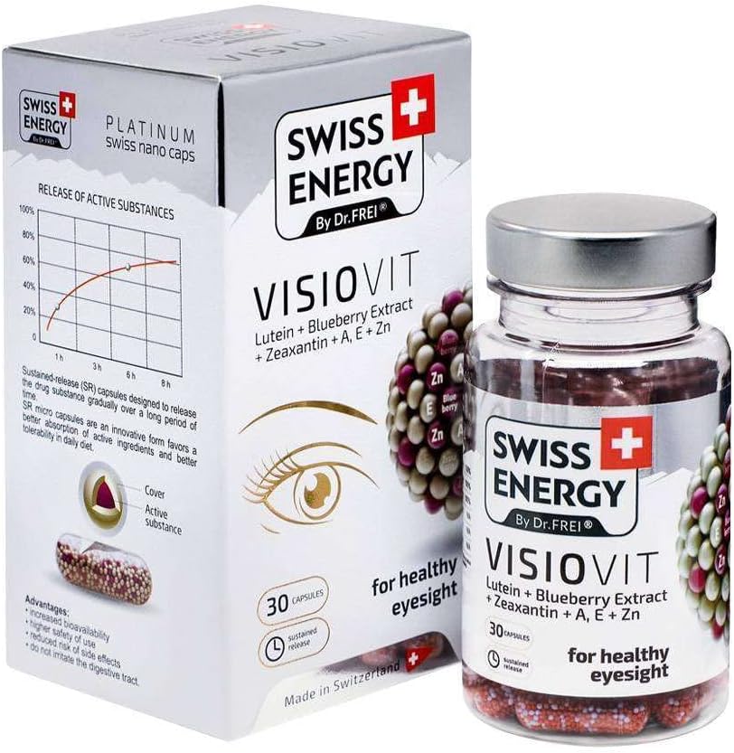 VISIOVIT Luteïne + Blueberry Extract, voor gezond zicht, 30 aanhoudende afgiftecapsules