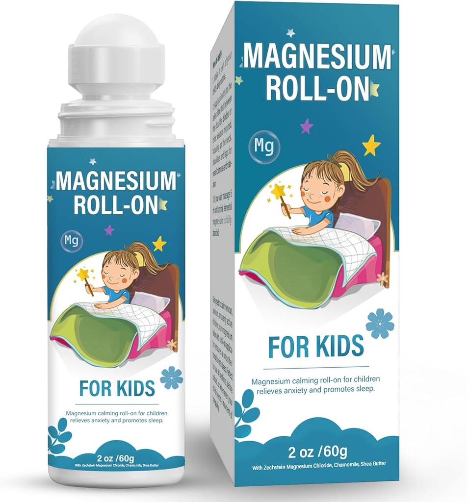 Magnesium Lotion voor kinderen, Magnesium Roll on for Sleep & Calm - Help kinderen Kalmeren en slapen, Topical Magnesium Cream - Steun een evenwichtige stemming, Bedtime & Night