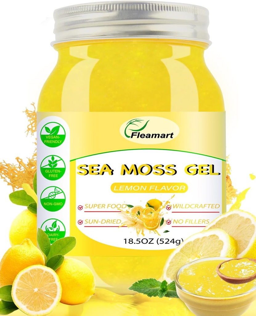 Irish Sea Moss Gel Raw 18.5OZ Natural Wildcrafted Seamoss Gel met 92 mineralen en vitaminen, gezonde spijsvertering, Non-GMO Project