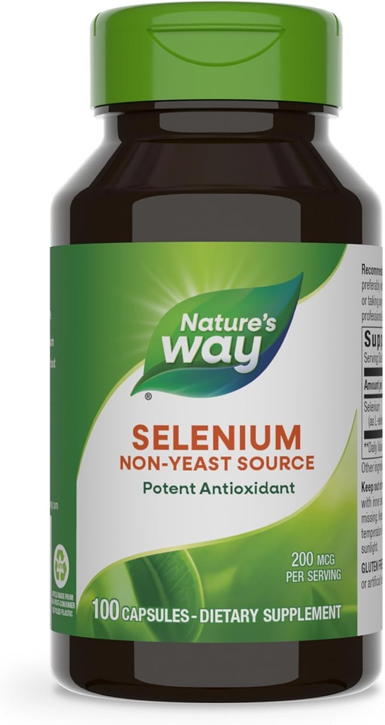 Nature's Way Selenium, Non-Yeast Source, Potent Antioxidant, 100 Capsules (Verpakking mei Vary)