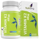 Nutrizing K2 Vitamine Supplement MK-7 - Hoge sterkte 600mcg - Ondersteunt bot en arteriële gezondheid - 90 Vegan Capsules - Vitamine K2 voor mannen en vrouwen - 3 maanden levering
