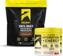 Stijgen 100% Wei Proteïne Poeder, Chocolade 4 lb & Hydration + Energie Elektrolyten, Raspberry Lemonade 40 Servers