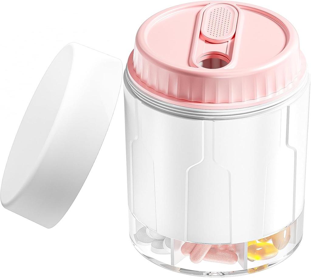 Weekly Travel Pill Organizer, Daily Supplement Organizer with 7 Large Compartments, Pill Box Case Easy to Use, Large Vitamin Dispenser, Multifunction Pill Storage Hold for Medication (Pink)