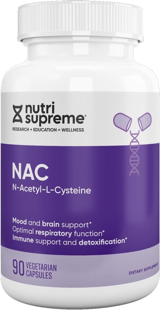 Nutri-Supreme NAC (N-Acetyl-L-Cysteine) 600mg Dieetsupplement Vegetarische Capsules, Leverondersteuning, Immuunondersteuning