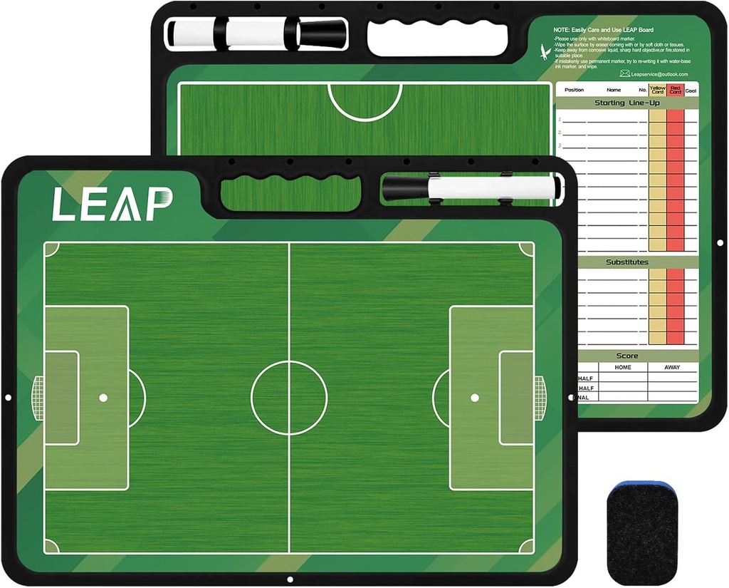LEAP Coach Board Premium Tactical Clipboard Twee zijkanten met volledige & Half Court droog wissen Marker Board voor basketbal, honkbal, voetbal, voetbal, hockey
