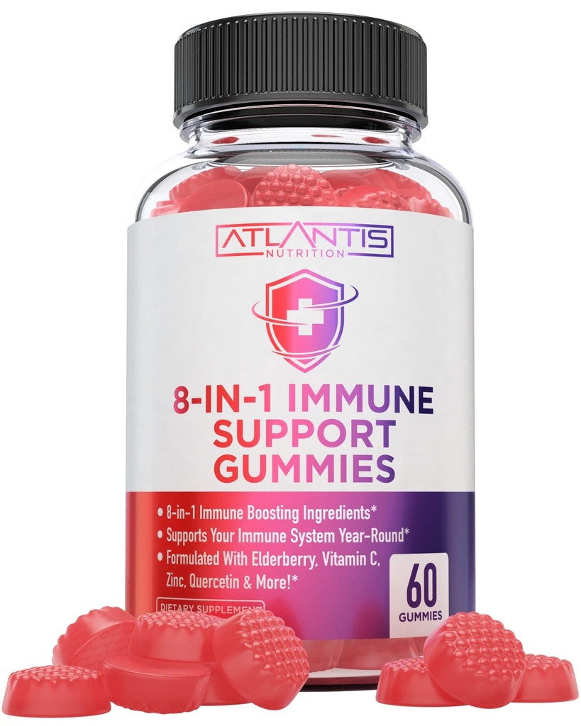Atlantis Nutrition 8-in-1 Immune Support Gummies met vlierbessen 