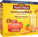 Nature Made ImmuneMAX Fizzy Drink Mix, met vitamine C, vitamine D en zinksupplement voor Immune Ondersteuning, snelle Absorptie, 30 Stick Packs, 0,4 Ounce